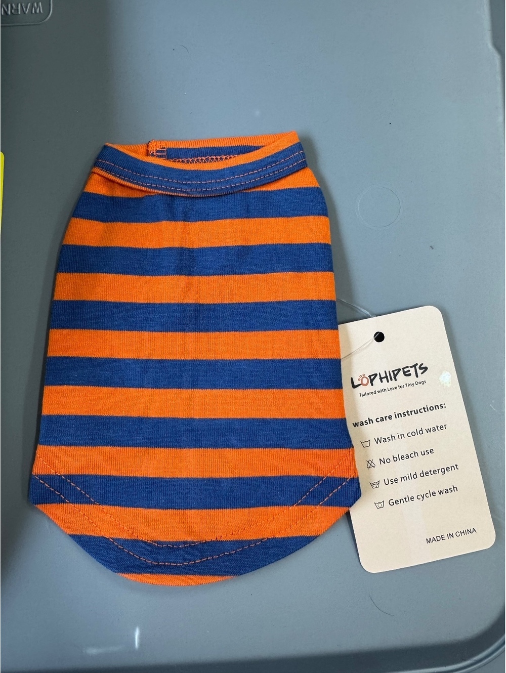 Löphipets Orange and Blue Striped Small Dog T-Shirt XXS